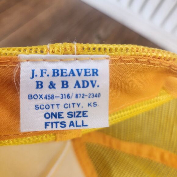 VTG Pioneer Eclipse J.F. Beaver Snapback Trucker Hat Cap Yellow White Foam USA - Picture 10 of 10